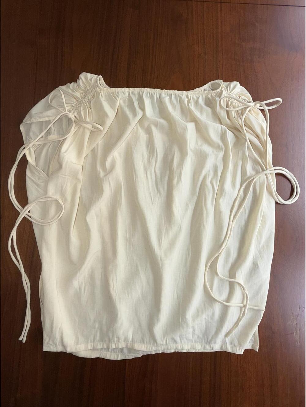 Modern Citizen Gathered Tie Sleeve Blouse - Cream
